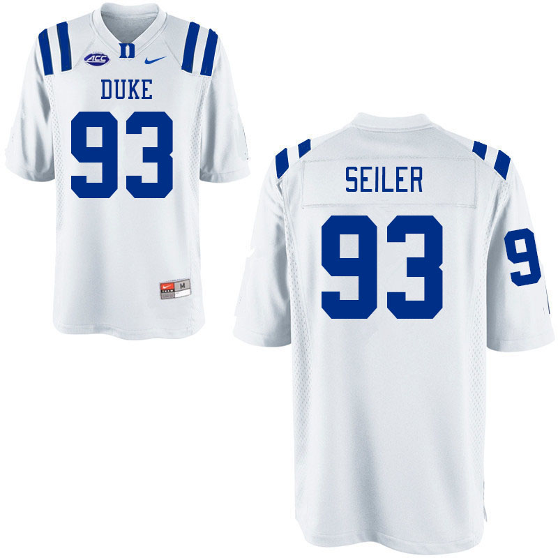 Men #93 Will Seiler Duke Blue Devils College Football Jerseys Stitched-White